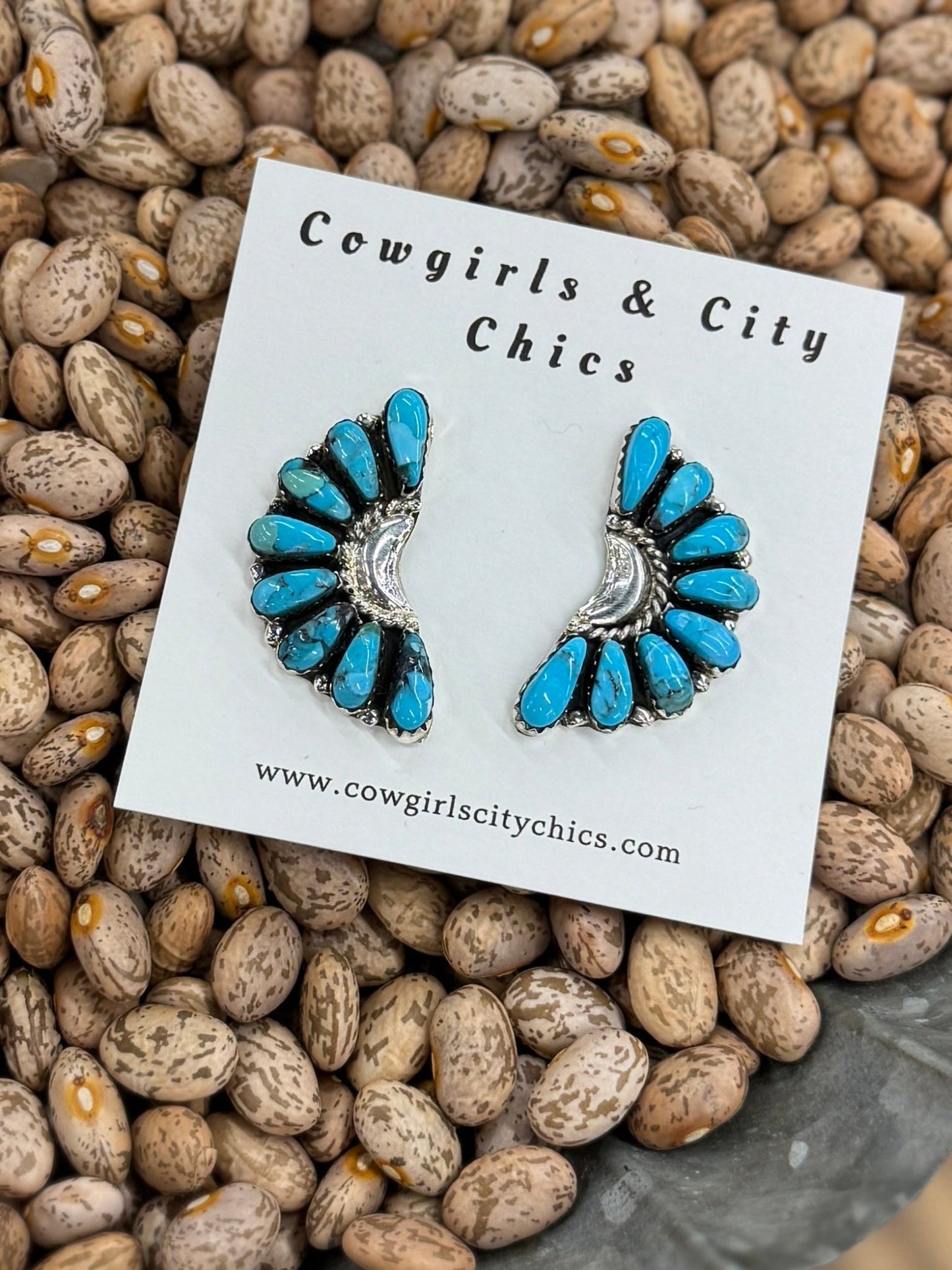 {Baby Blue} Kingman Side Cluster Earrings - Cowgirls & City Chics