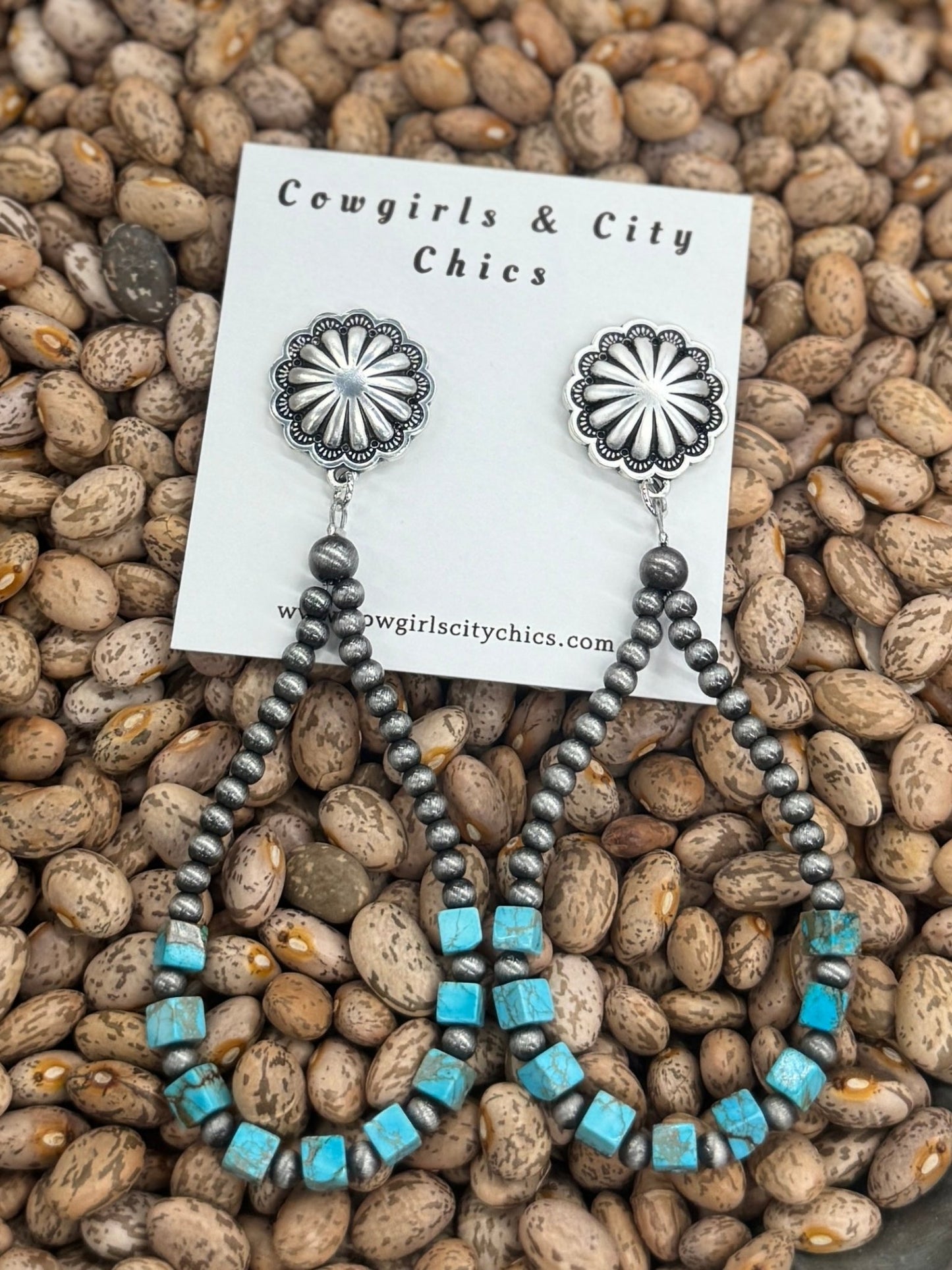 Beaded Hoop Post Earrings - Cowgirls & City Chics