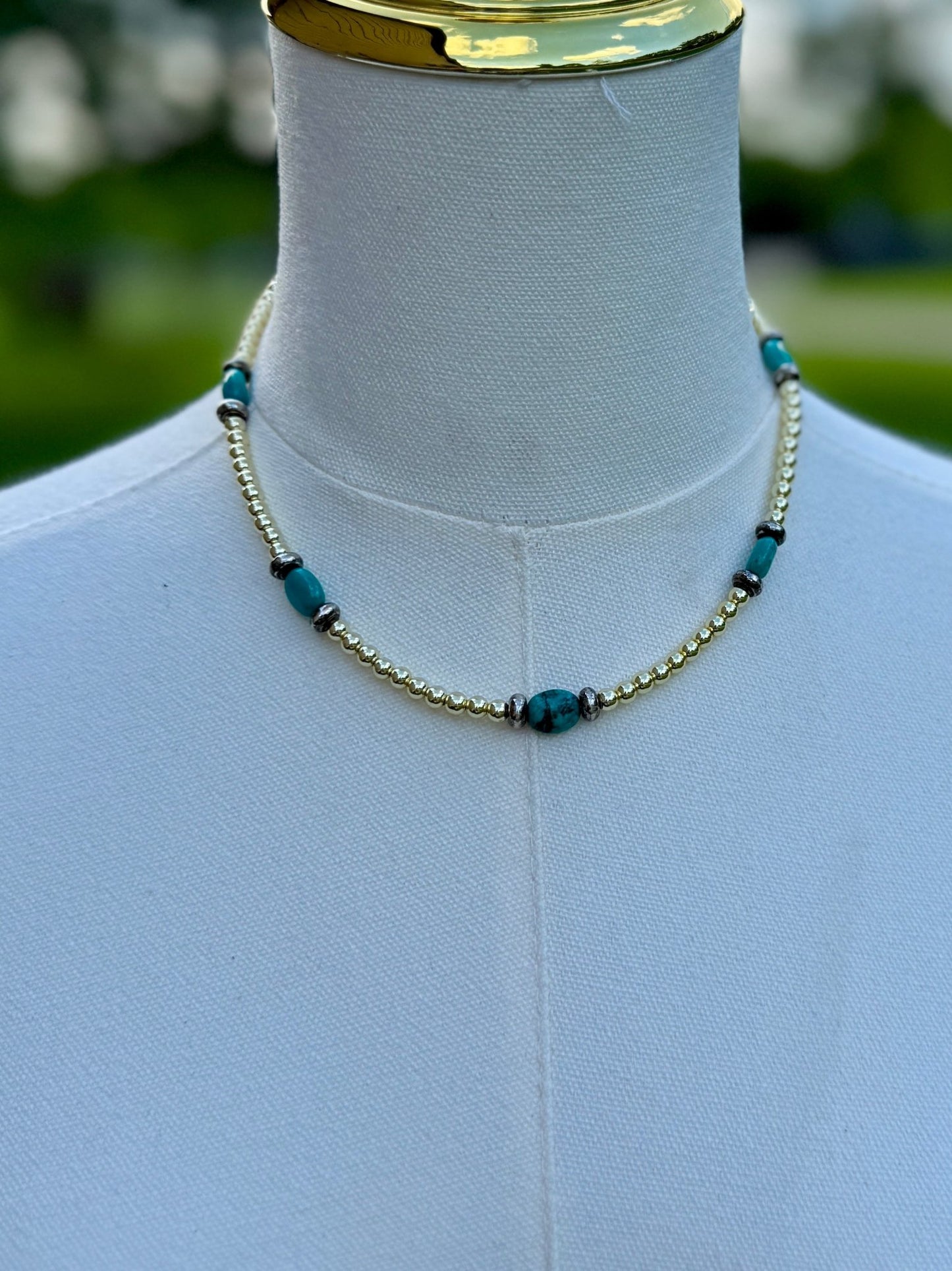 {Bella} Gold & Turquoise Necklace - Cowgirls & City Chics