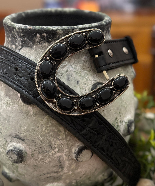 Black Onyx Horseshoe Buckle - Cowgirls & City Chics