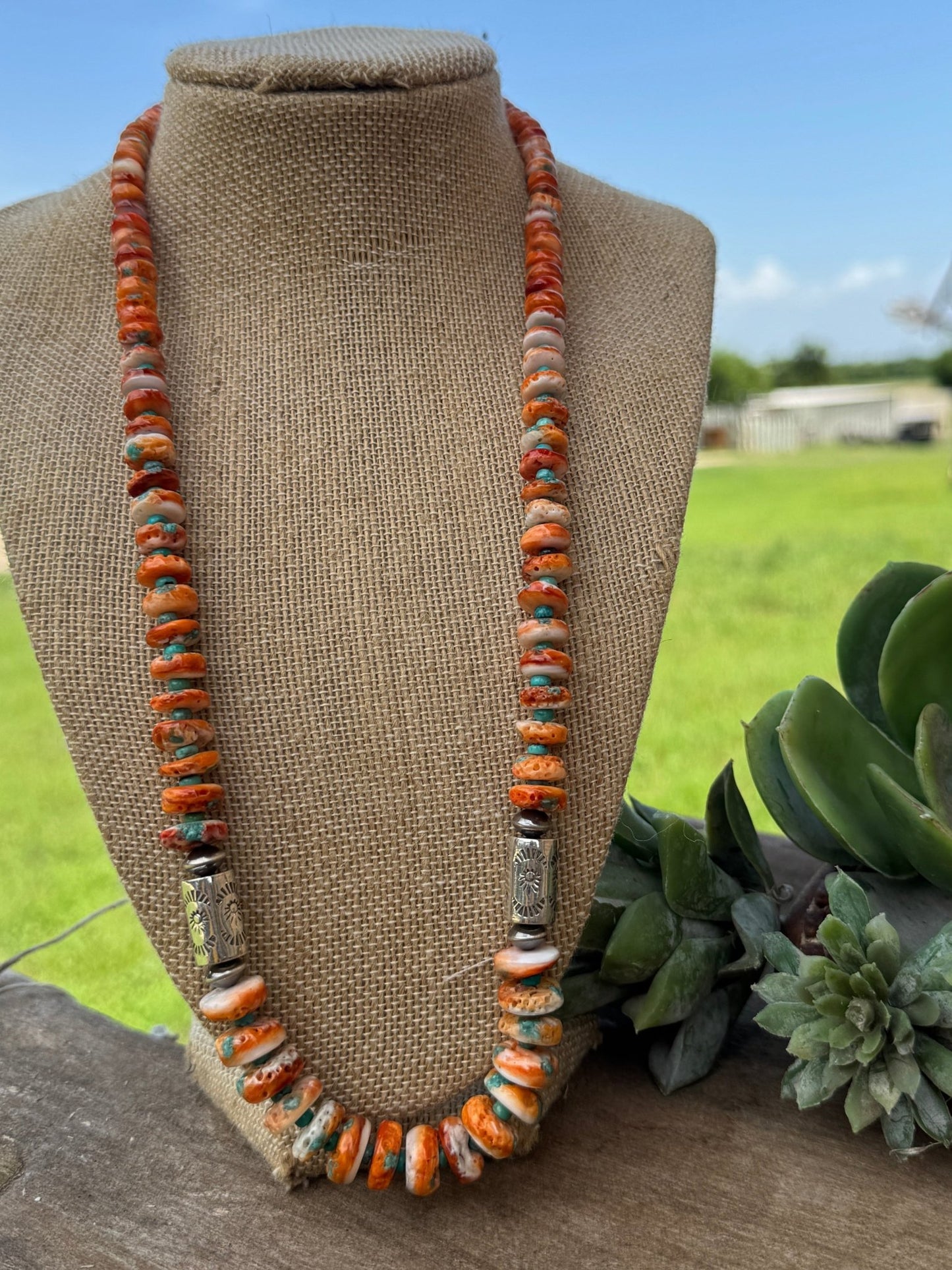 {Bryce} Orange Spiny Barrel Necklace - Cowgirls & City Chics