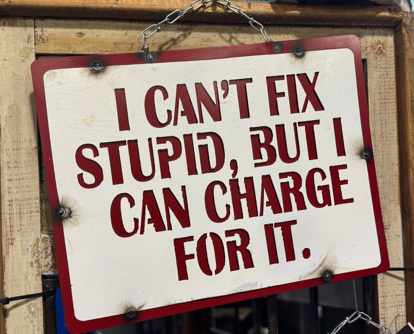 Can't Fix Stupid Sign - Cowgirls & City Chics