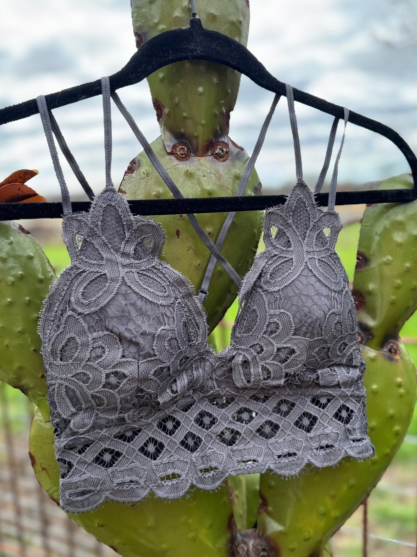 Charcoal Crochet Bralette - Cowgirls & City Chics