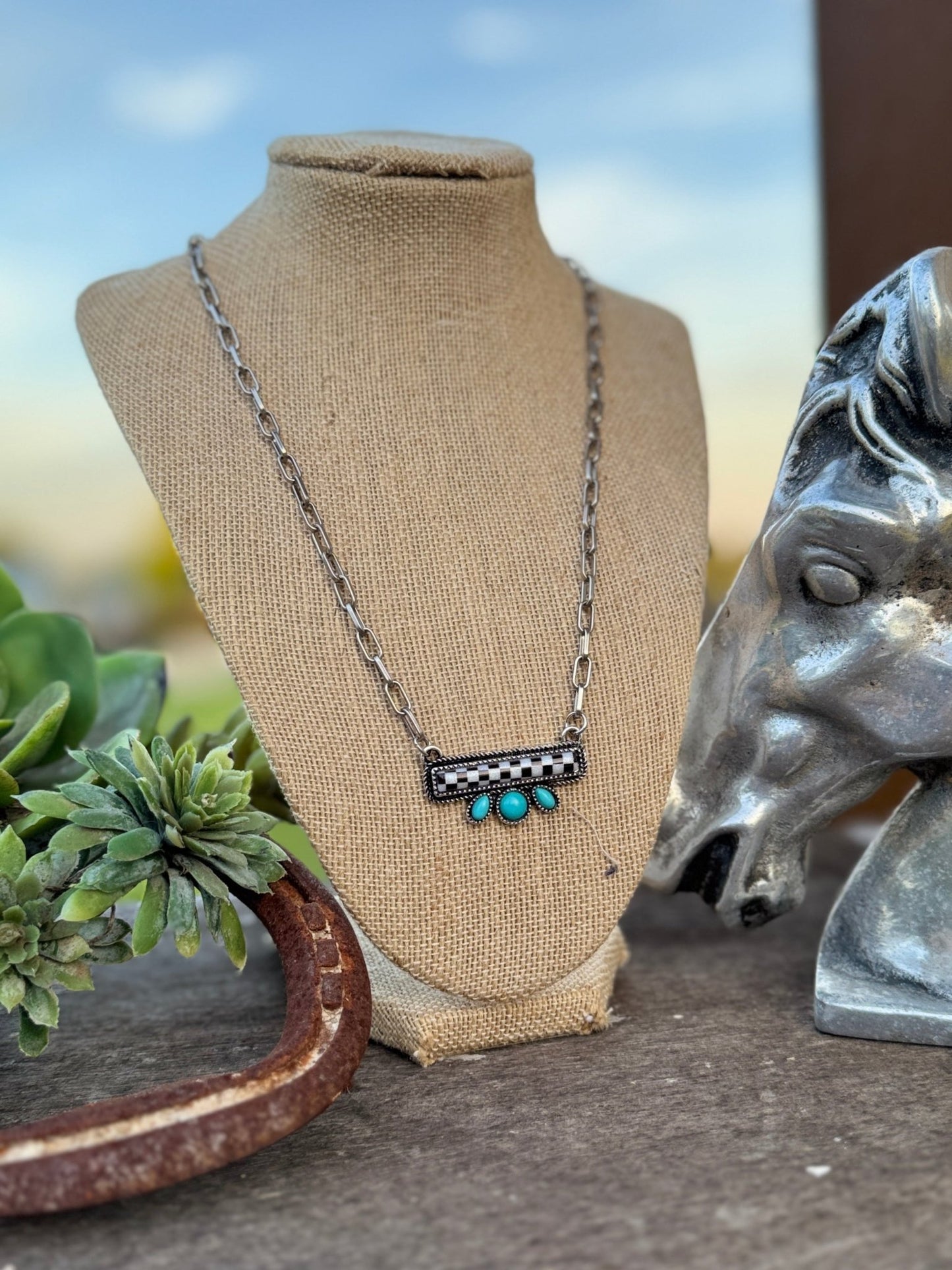 Checker Bar Necklace - Cowgirls & City Chics