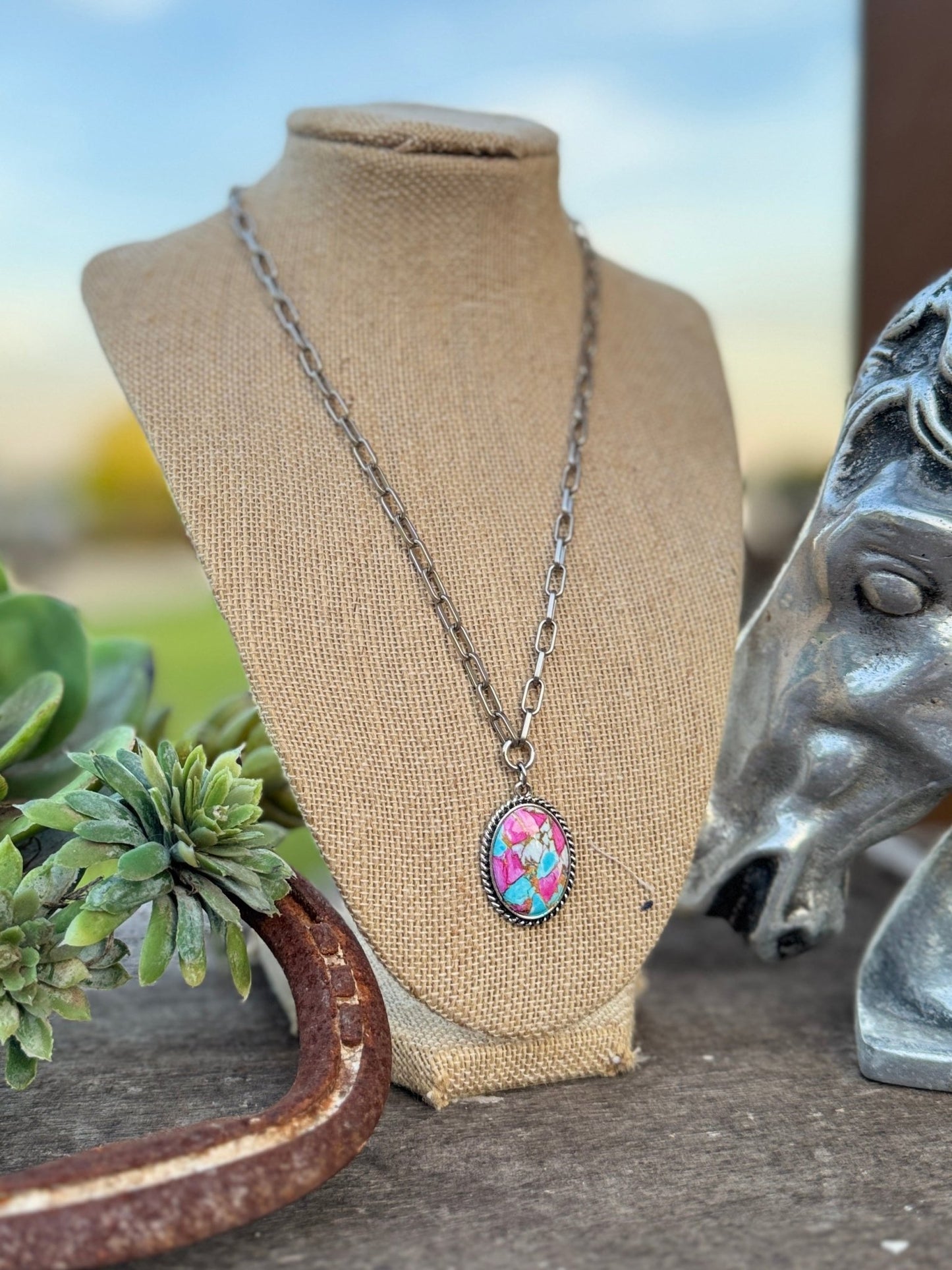 Cotton Candy Oval Necklace - Cowgirls & City Chics