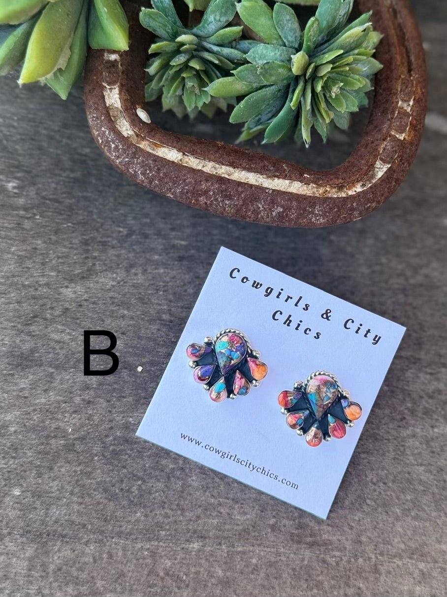 Dahlia Cluster Post Earrings - Cowgirls & City Chics