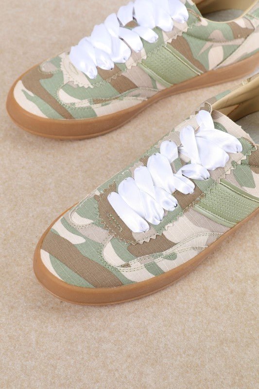 (Dixie) Camo Ribbon Sneakers - Cowgirls & City Chics