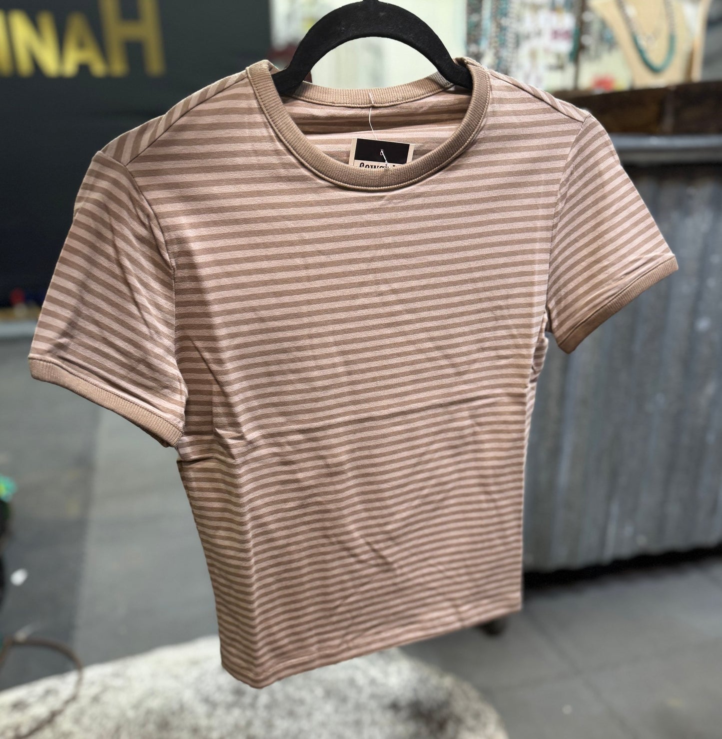 {Everyday} Mocha Stripe Tee - Cowgirls & City Chics