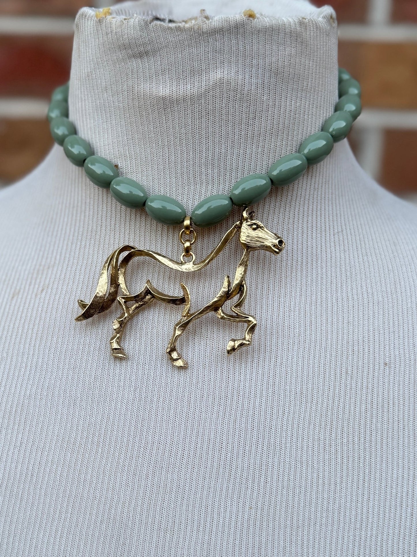 Gold Horse Beaded Necklace - Cowgirls & City Chics