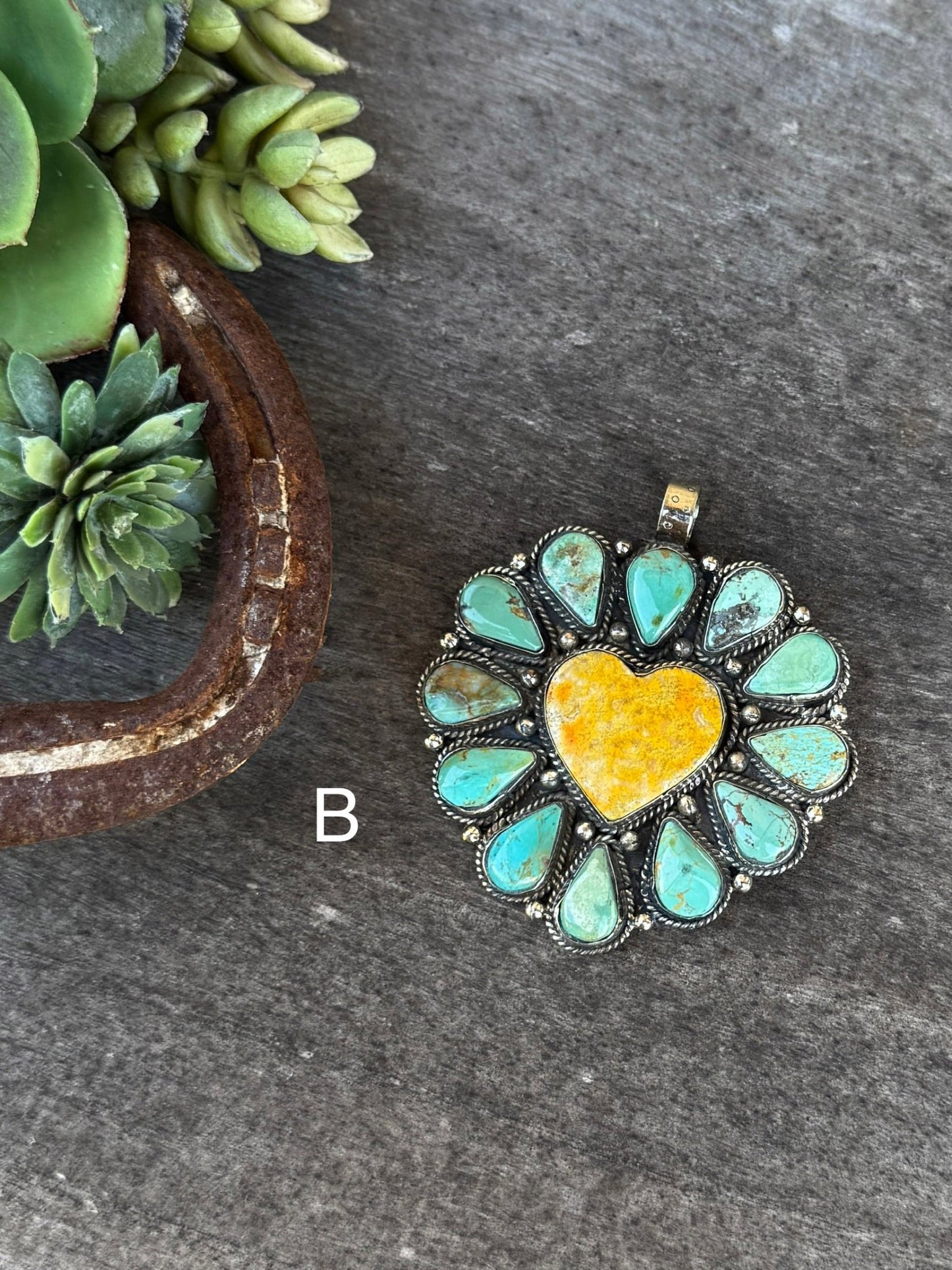 Green Kingman & Bumblebee Heart Pendent - Cowgirls & City Chics