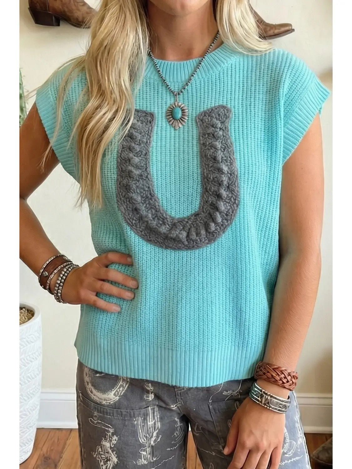 Horseshoe Knit Sweater Tank - Cowgirls & City Chics