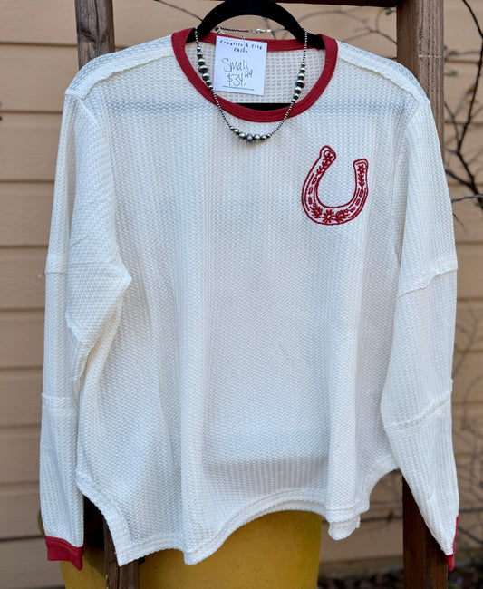 Horseshoe Thermal Long Sleeve - Cowgirls & City Chics