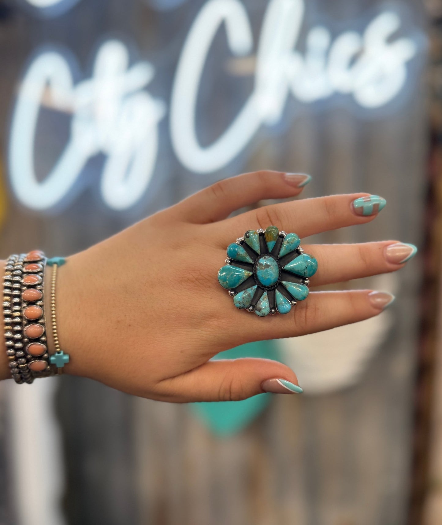 {Maria} Kingman Cluster Ring - Cowgirls & City Chics