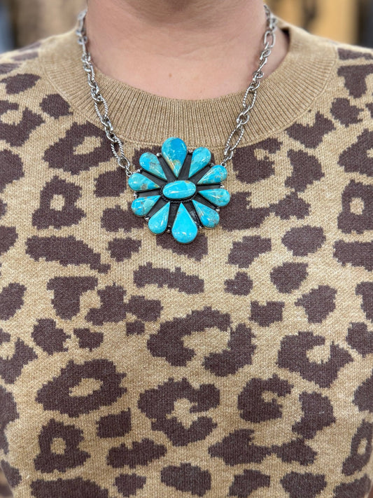 {Maria} Kingman Cluster Silver Paperclip Necklace - Cowgirls & City Chics