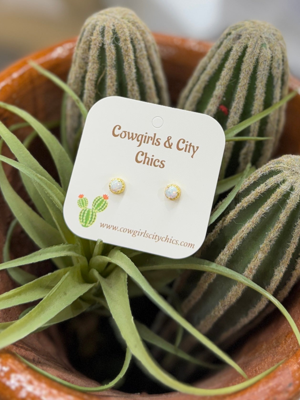 Mini Gold Opal Stud Earrings - Cowgirls & City Chics