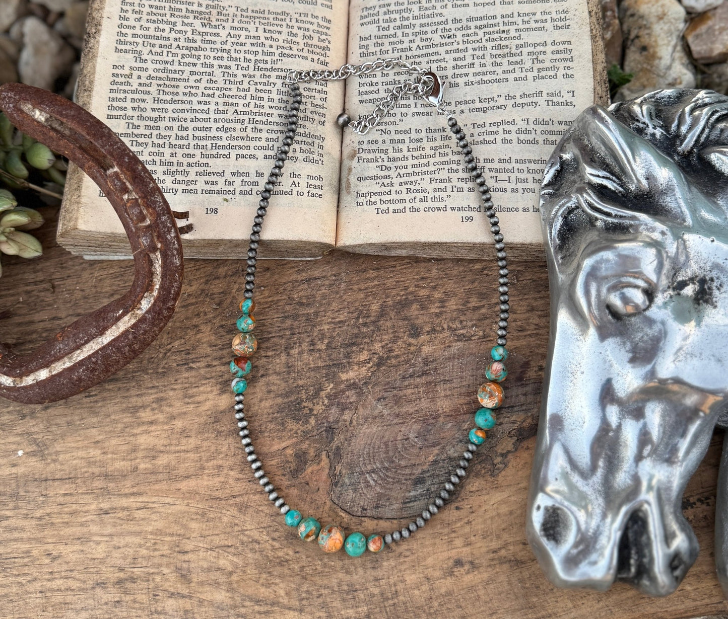 {Pecos} Orange Crush Graduated Pearl Necklace - Cowgirls & City Chics
