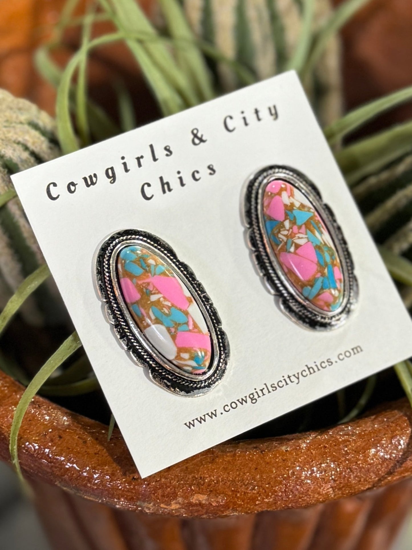 Pink & Turquoise {Cotton Candy} Earrings - Cowgirls & City Chics