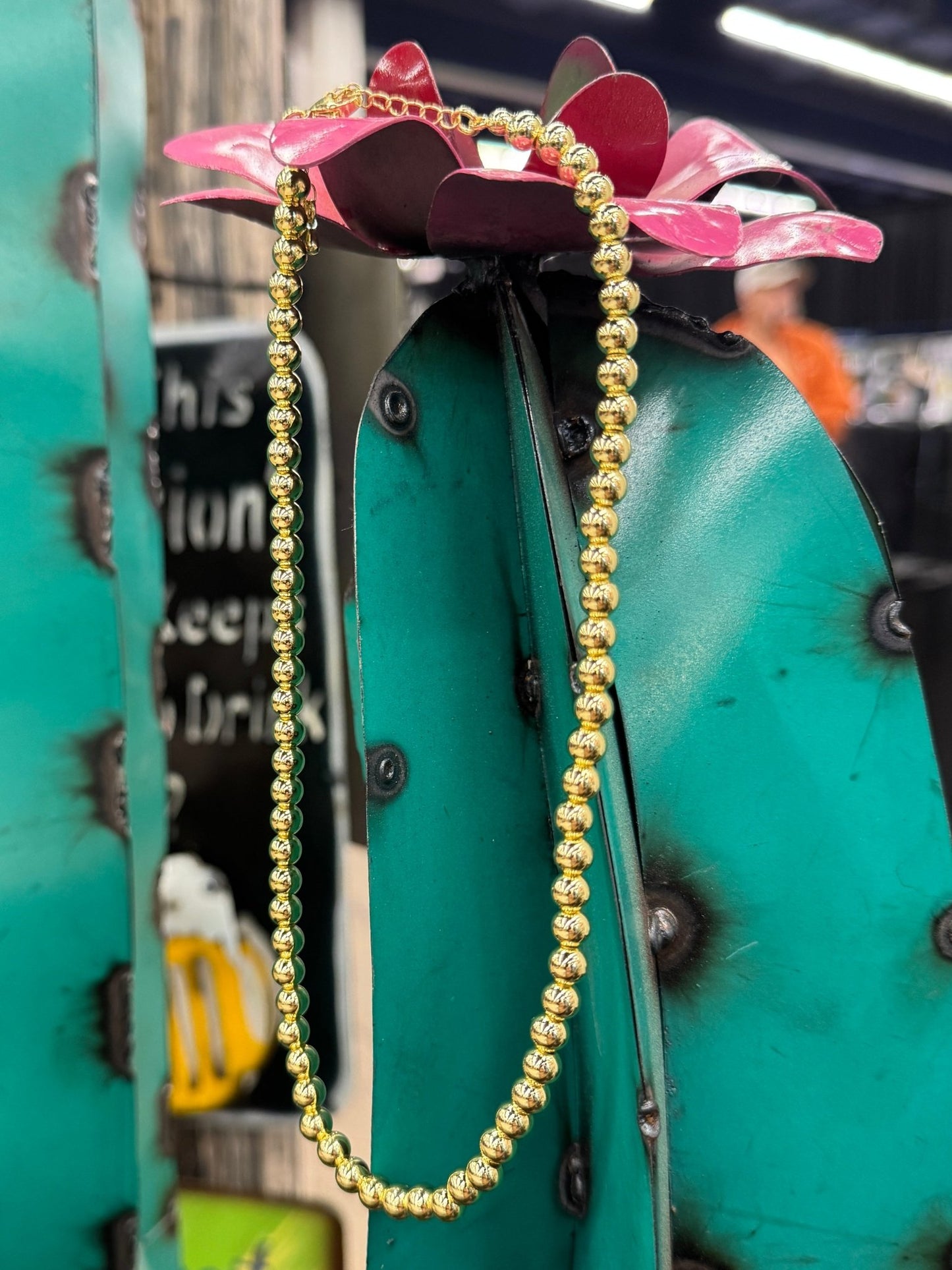 Plain Gold Beaded Necklace - Cowgirls & City Chics