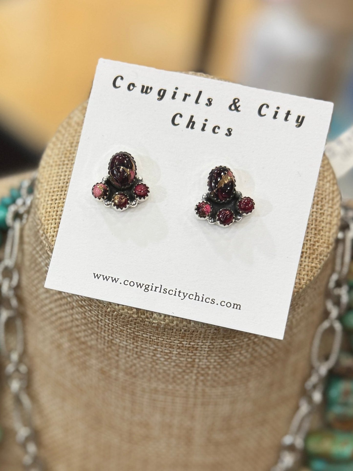 Red Dahlia Cluster Post Earrings - Cowgirls & City Chics