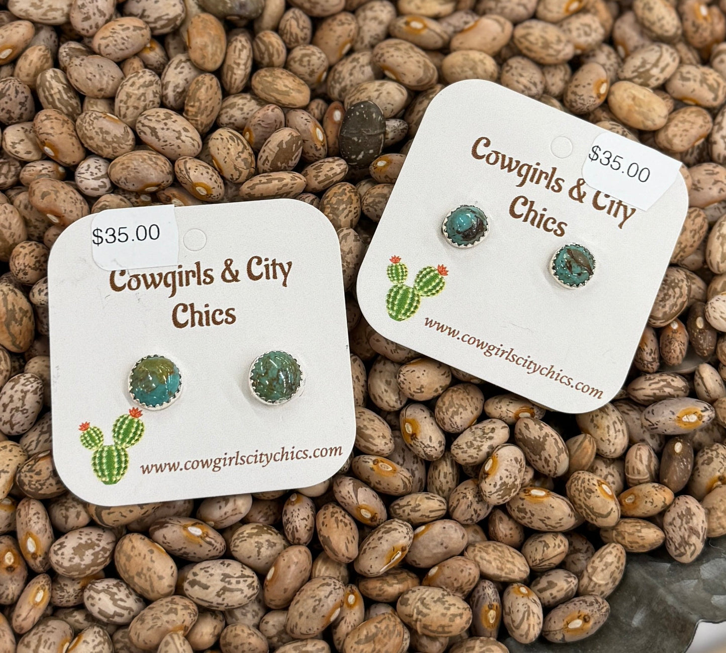 Small Green Kingman Stud Earrings - Cowgirls & City Chics