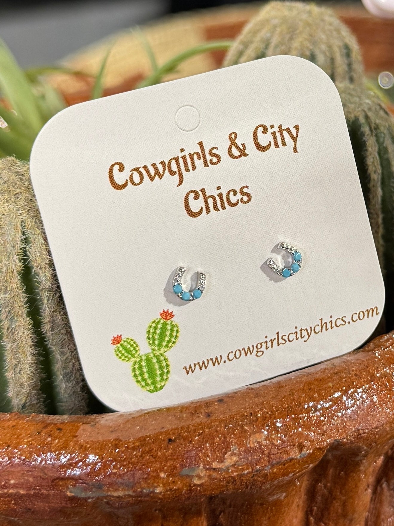 Small Turquoise Horseshoe Earrings - Cowgirls & City Chics