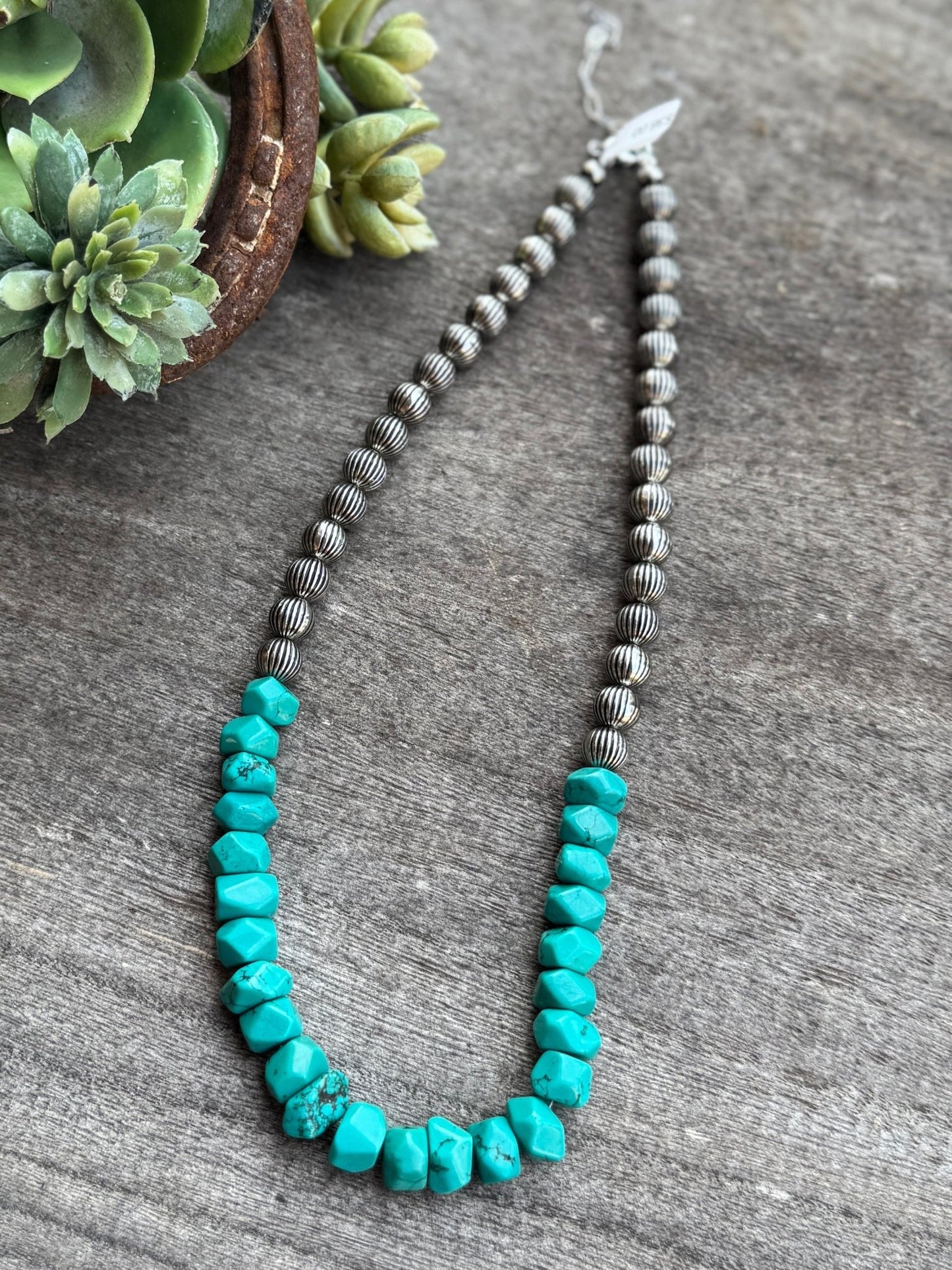 Turquoise Fluted Layered Necklace - Cowgirls & City Chics