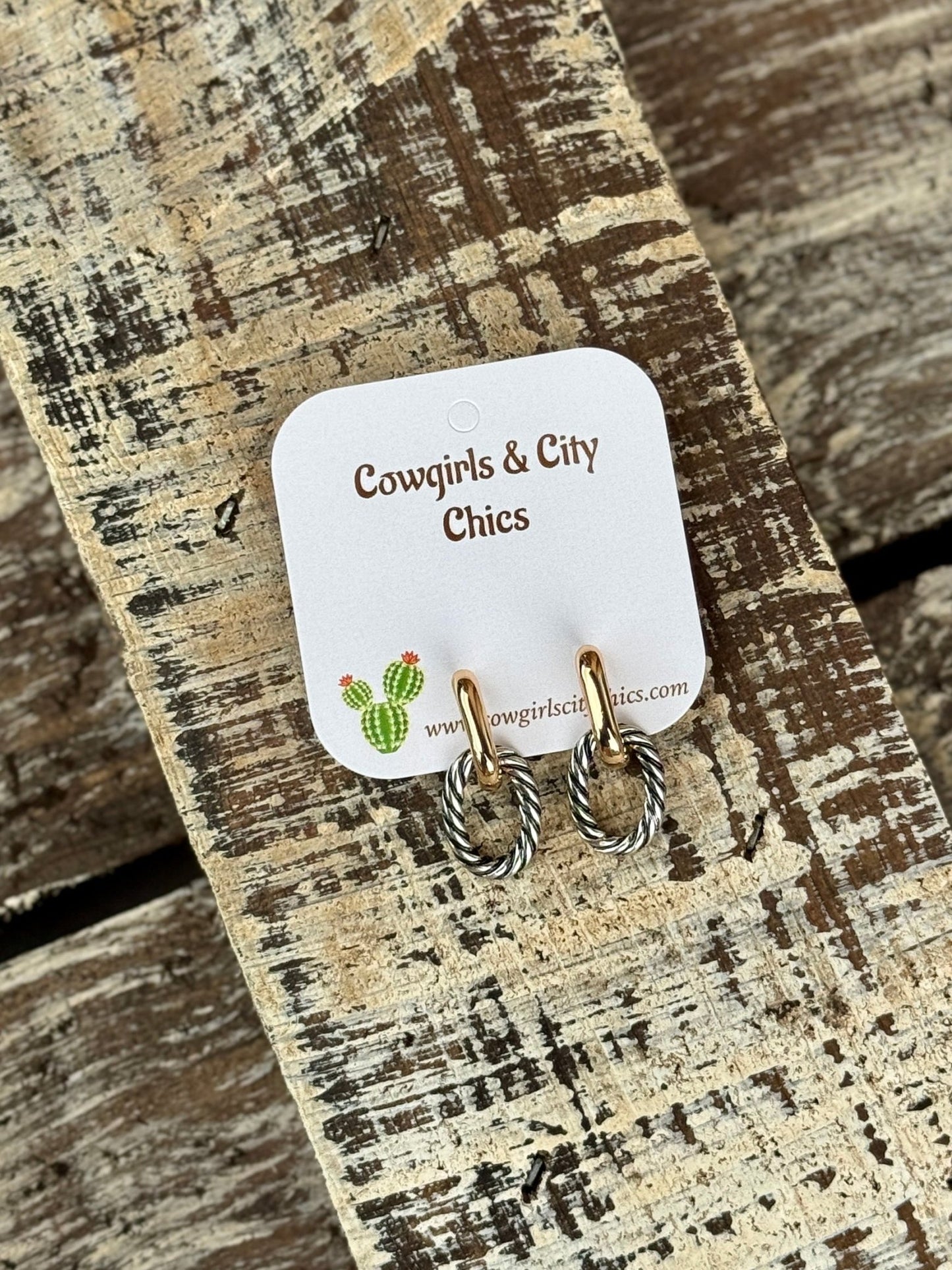 Two - Tone Rope Earrings - Cowgirls & City Chics