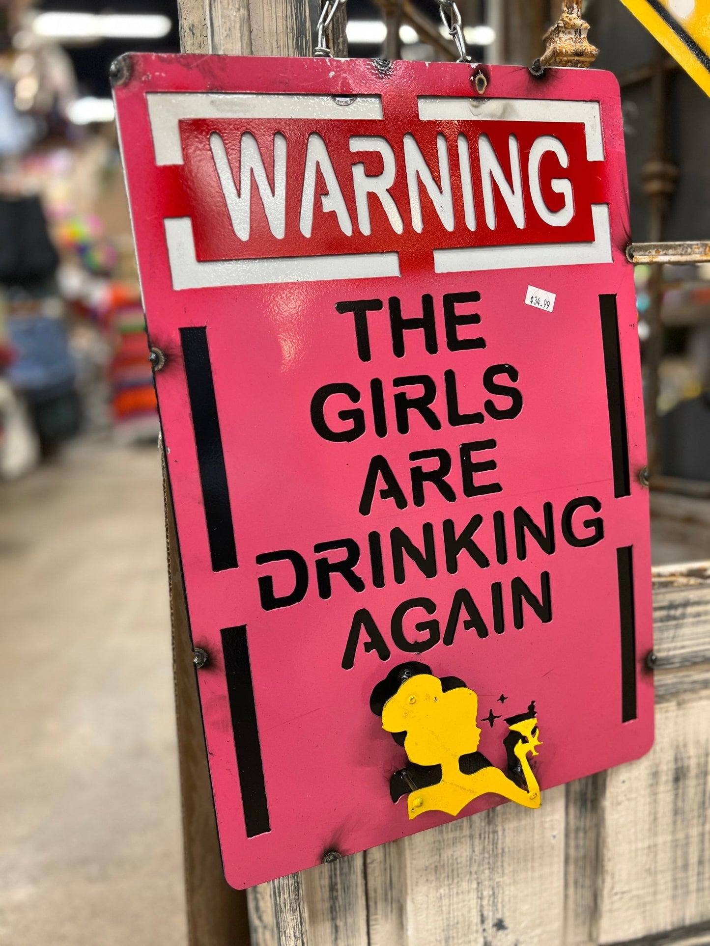 Girls Drinking Metal Sign - Cowgirls & City Chics