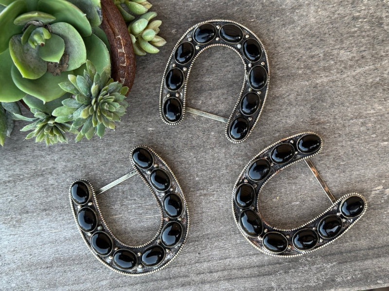 Black Onyx Horseshoe Buckle - Cowgirls & City Chics