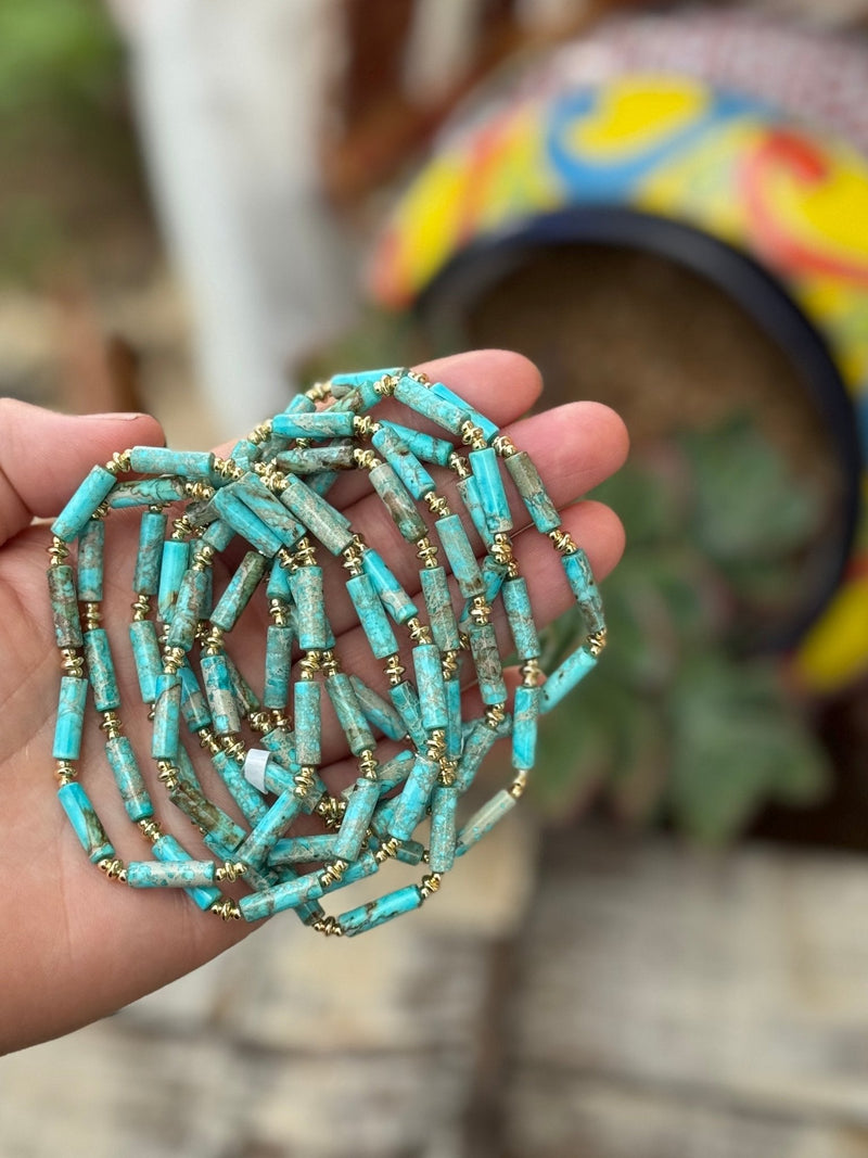 Turquoise & Gold Stretch Bracelets - Cowgirls & City Chics