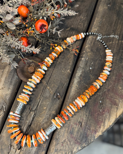 {Bryce} Chunky Orange Spiny Necklace