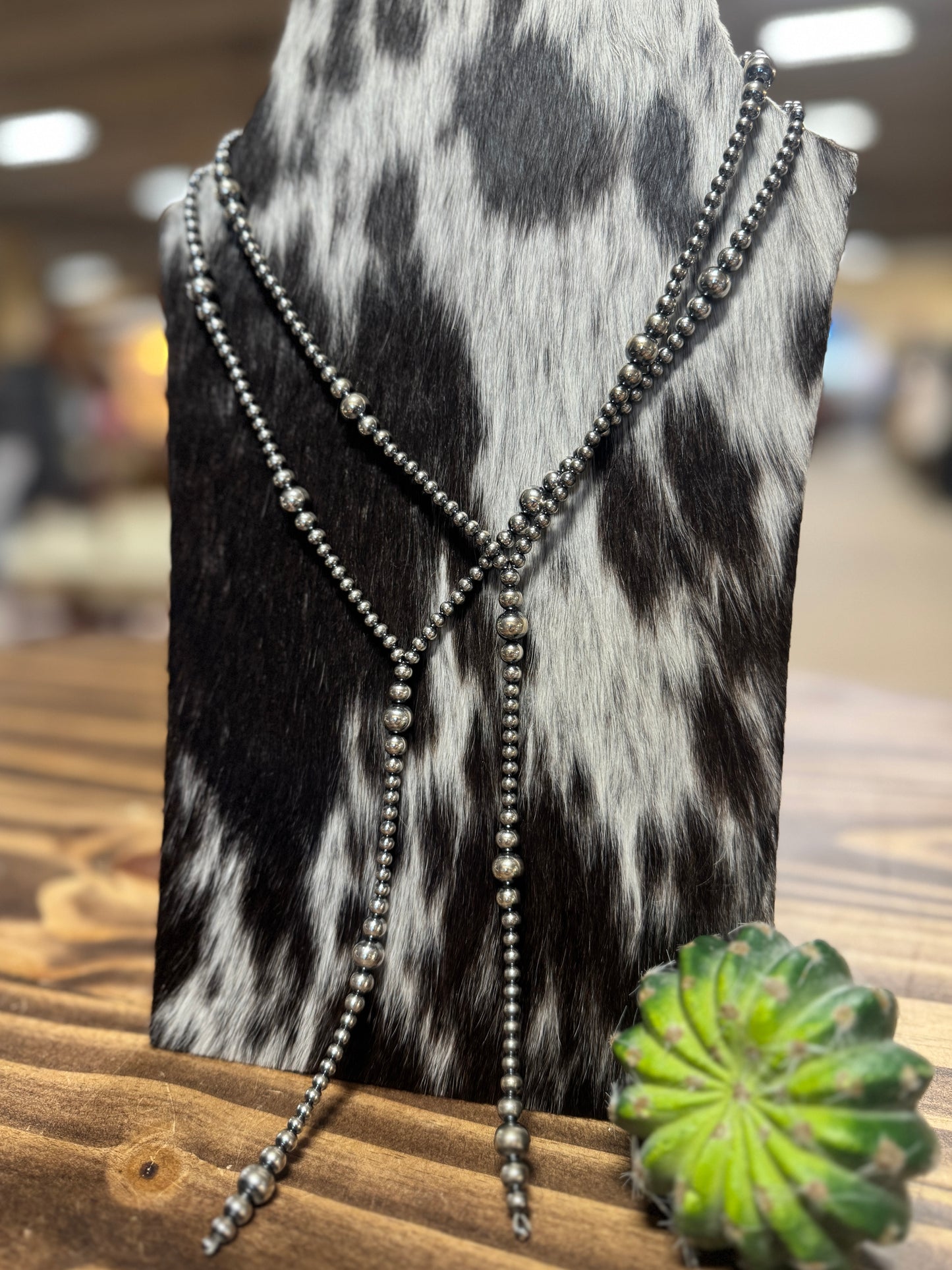 Y {Lariat} 4-8mm Silver Navajo Pearl Necklace
