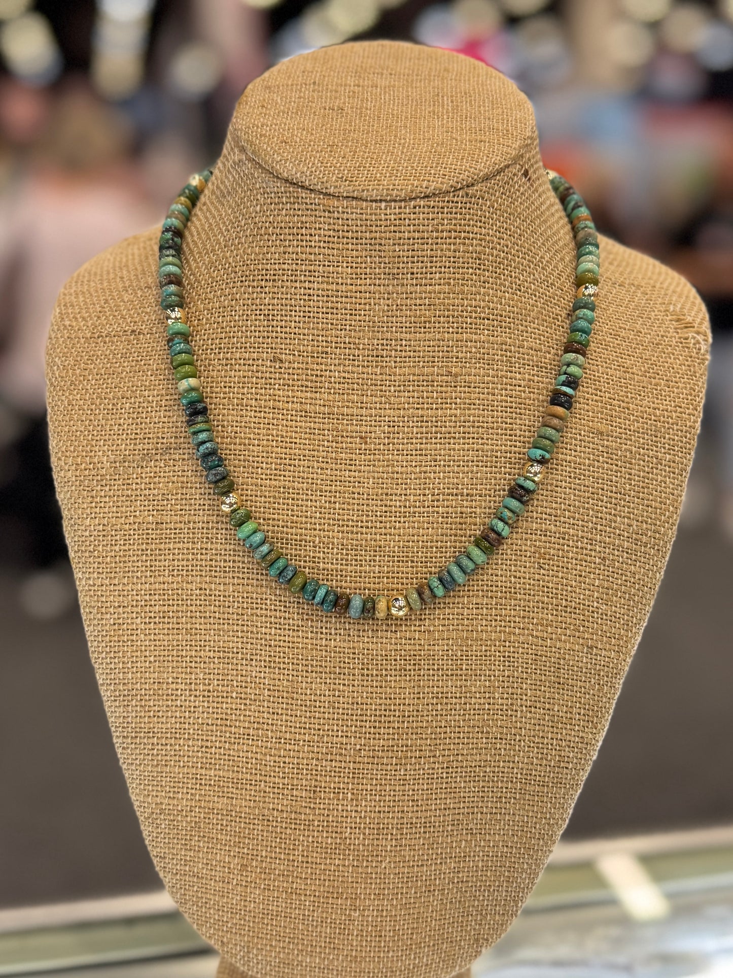 Kingman & Gold Beaded Necklace