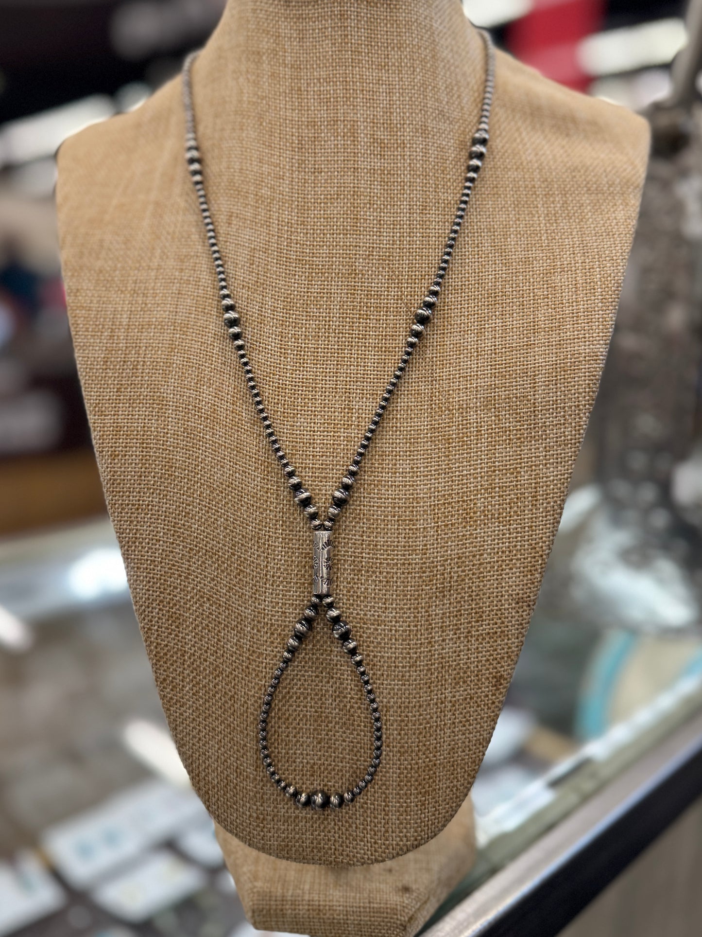 Silver Loop Lariat Necklace