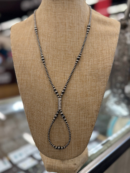Silver Loop Lariat Necklace