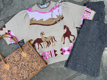 Colorful Cowgirl Knit Top