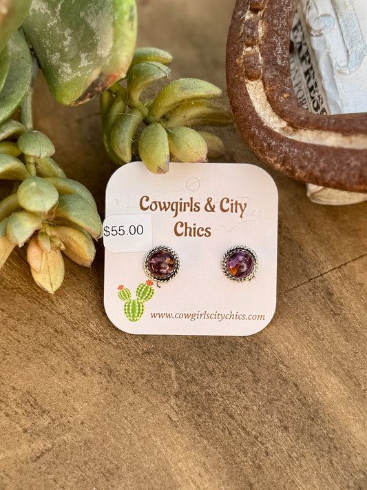 Small Purple Spiny Earrings