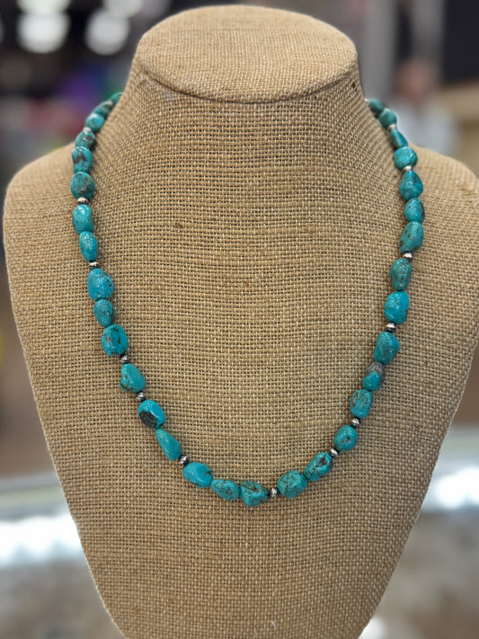 {Sea Waves} Kingman & Pearl Necklace