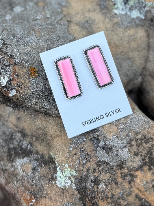 Pink Conch Bar Earrings