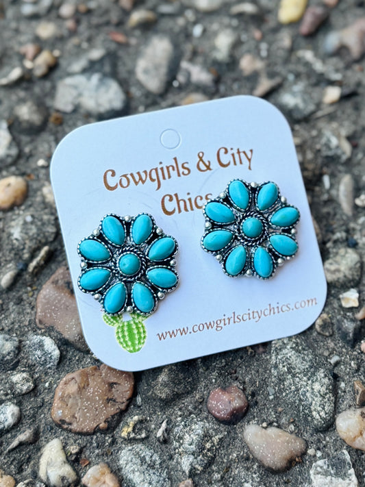 Turquoise Cluster Earrings
