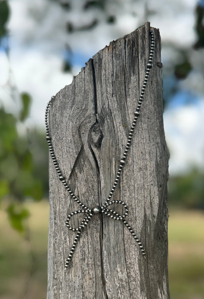 {Faith} Smaller Sterling Pearl Bow Necklace