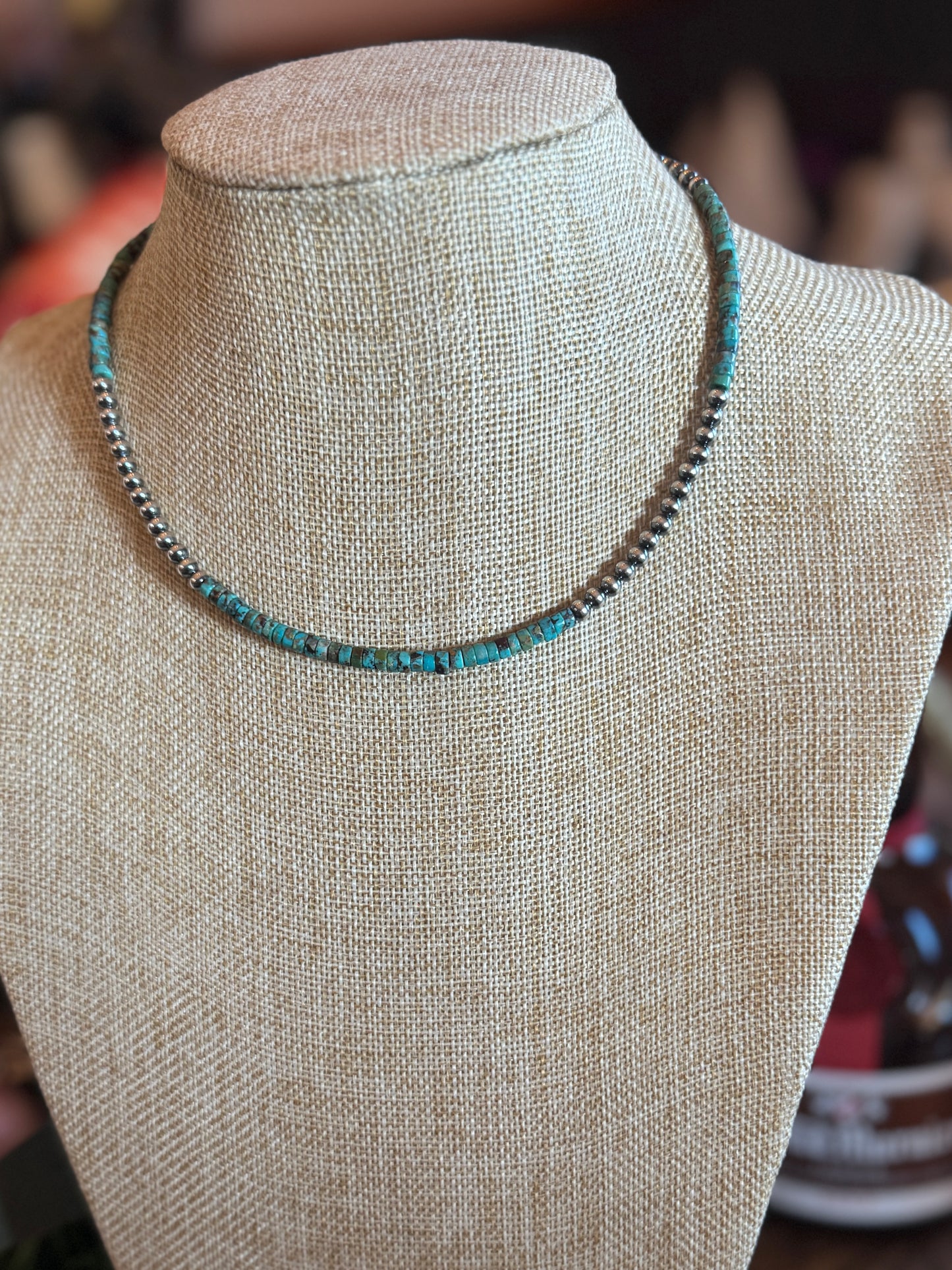 {Annie} Turquoise & Silver Pearl Necklace