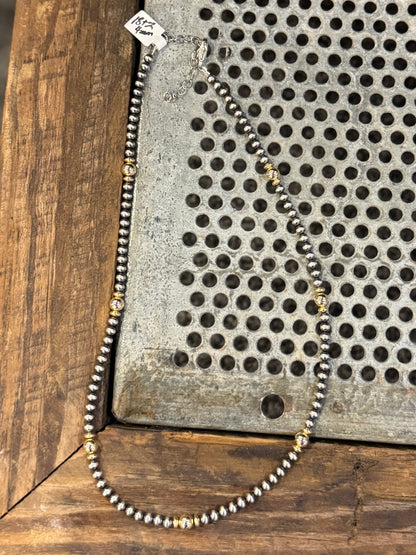{Lubbock} Gold & Silver Pearl Necklace