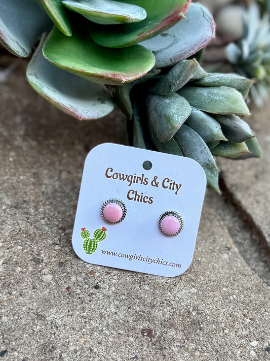 Small Pink Conch Stud Earrings
