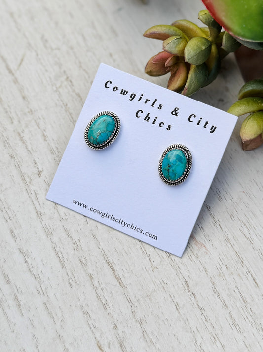 Turquoise Oval Sterling Studs