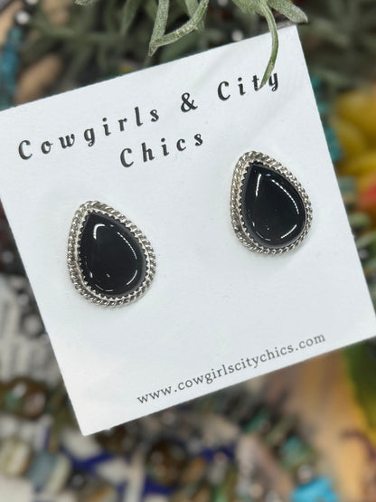 Black Onyx Teardrop Earrings