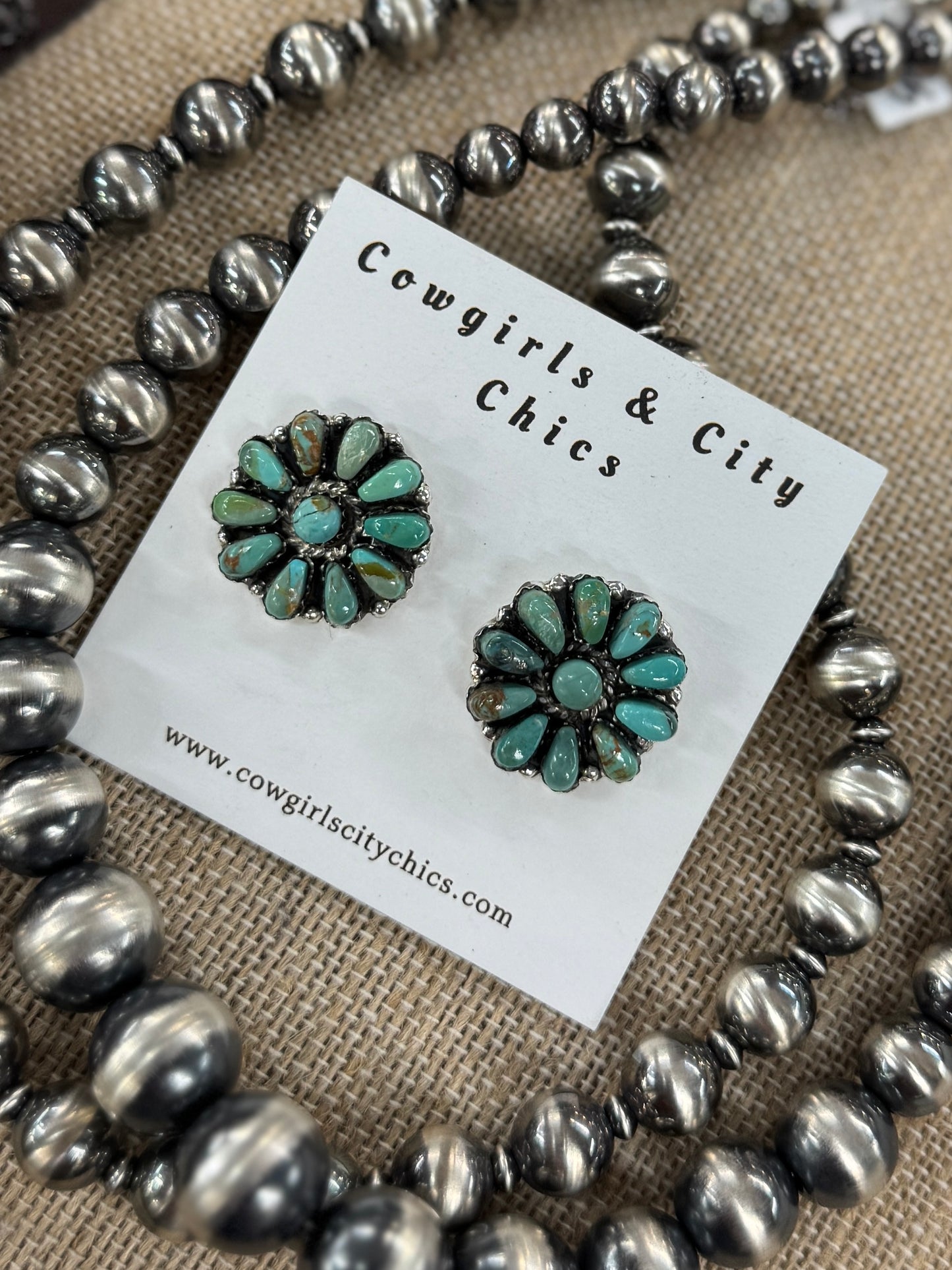 Green Kingman Cluster Earrings