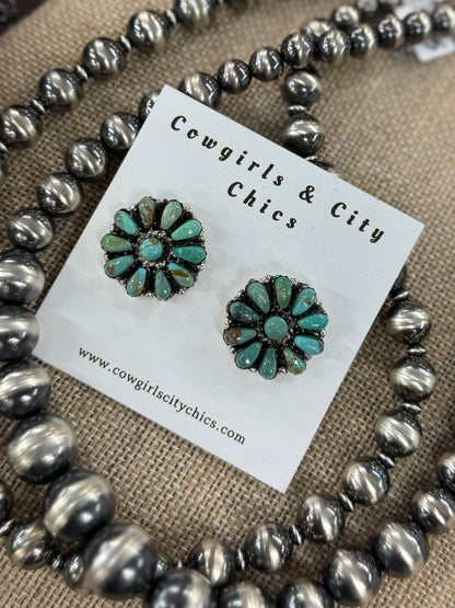 Green Kingman Cluster Earrings