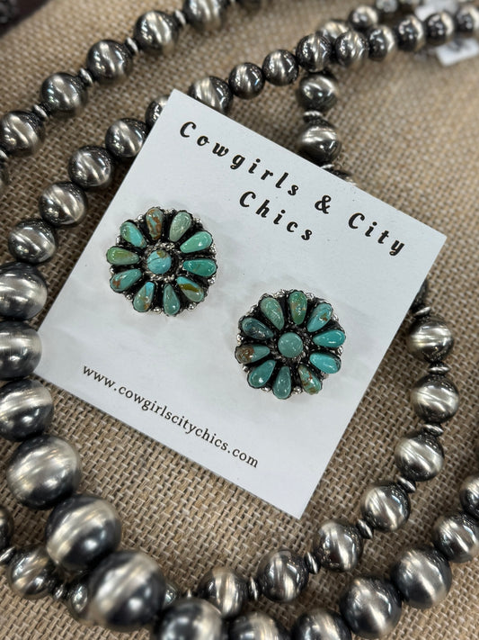 Green Kingman Cluster Earrings