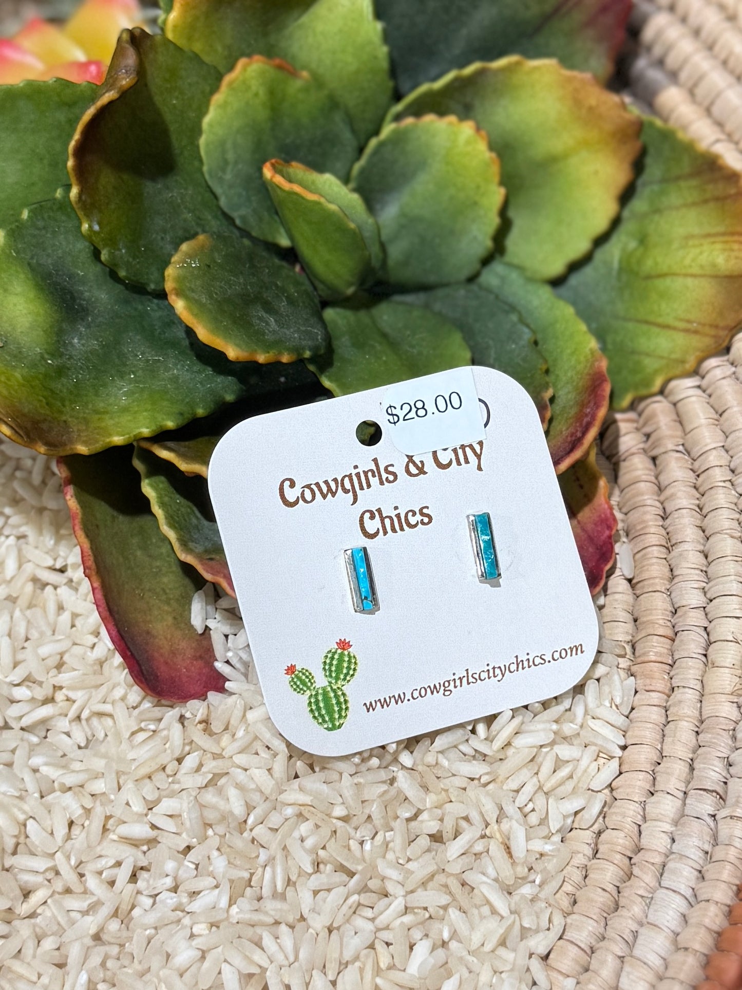 Small Turquoise Bar Earrings